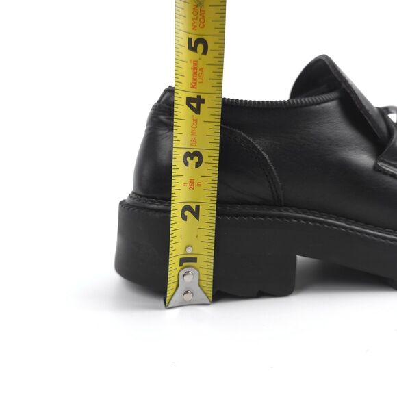 VINTAGE Sketchers Platform Loafers Black Genuine Leather 90s Y2k Grunge Academia - Picture 6 of 12